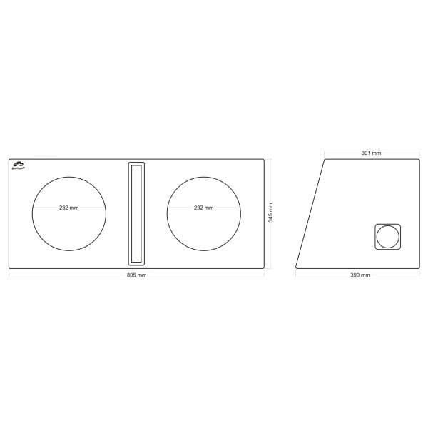 Subwoofer-Gehäuse 2 x 25cm / 2 x 35l / Bassreflex Slot-Port