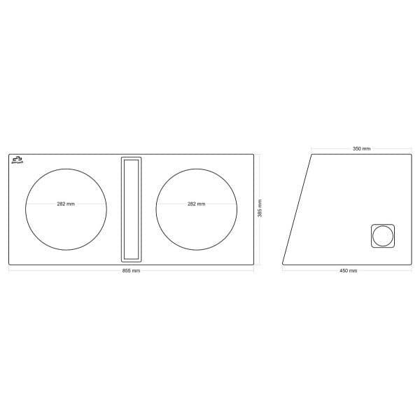 Subwoofer-Gehäuse 2 x 30cm / 2 x 50l / Bassreflex Slot-Port