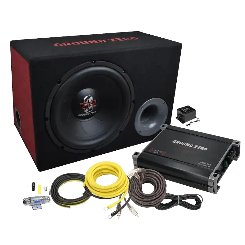 Set Subwoofer und Endstufe Ground Zero GZBASSKIT 12.300X-II INCL. CABLE