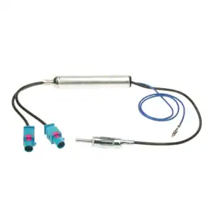 Antennenadapter 2x Fakra (Diversity) – DIN 150 Ohm mit Phantomeinspeisung für aktive Antenne (VW, Audi, Seat, Škoda)