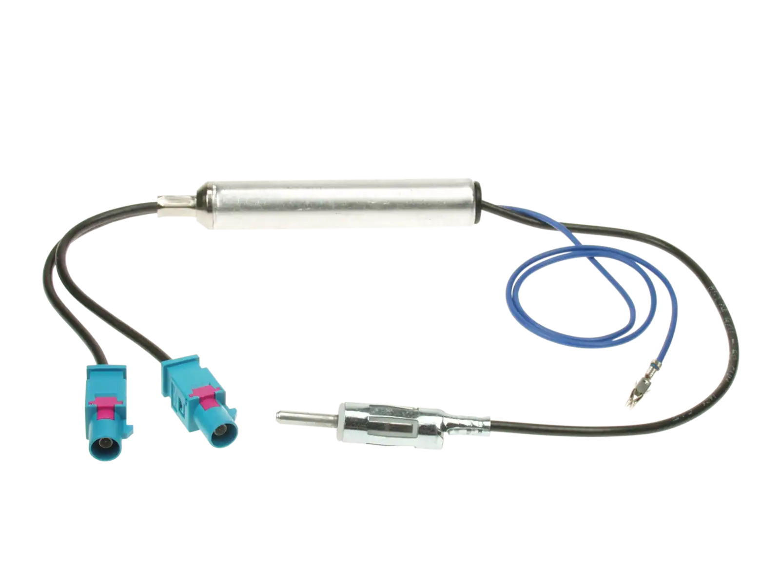 Antennenadapter 2x Fakra (Diversity) – DIN 150 Ohm mit Phantomeinspeisung für aktive Antenne (VW, Audi, Seat, Škoda)