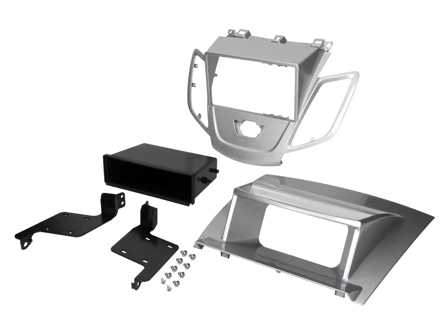 Autoradio-Blende 2-DIN Ford Fiesta 2009->2017 – Silber